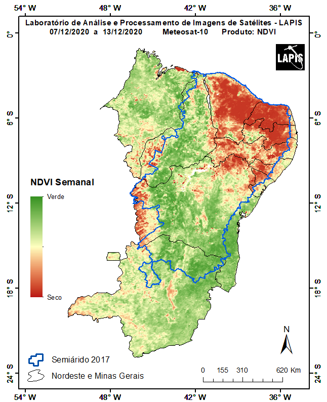 Imagem de satélite da cobertura vegetal do Semiárido
