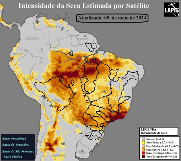 Mapa da intensidade da seca no Pantanal e Sudeste_QGIS
