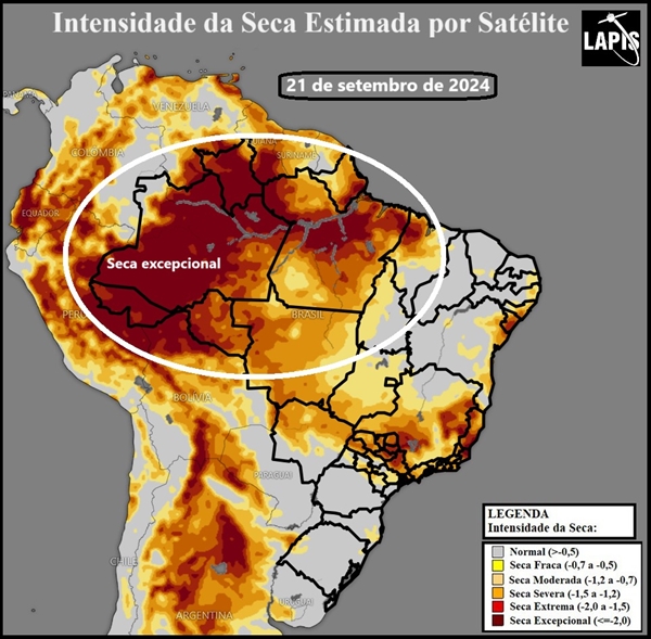 Mapa da intesidade da seca