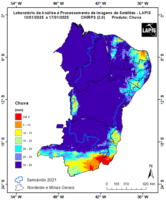 Mapa da precipitação no Semiárido