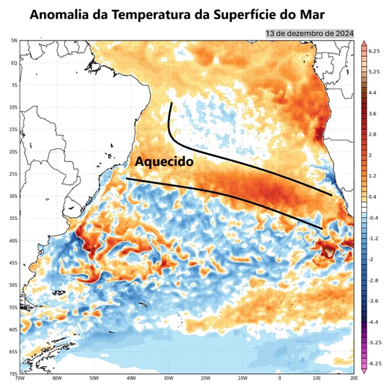 Mapa da temperatura do Atlântico