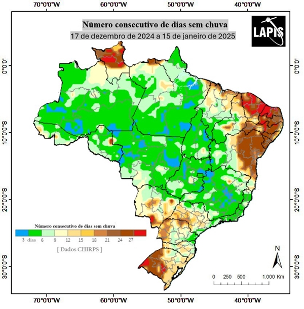 Mapa do número de dias secos_GIS