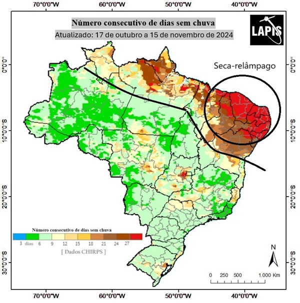 Mapa do número de dias secos_QGIS