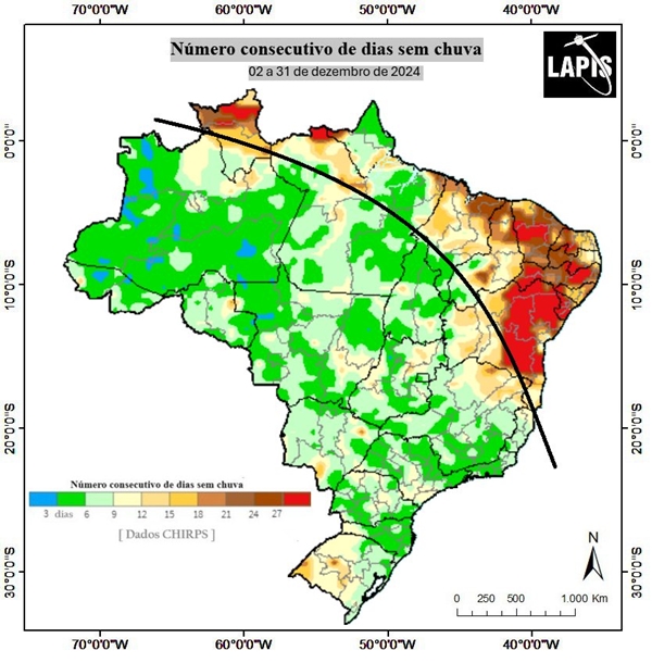 Mapa do número de dias secos_QGIS