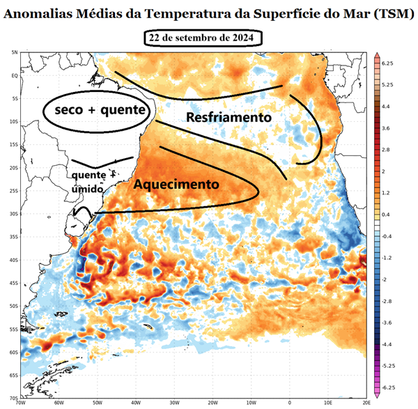 Oceano Atlântico mais quente clima QGIS