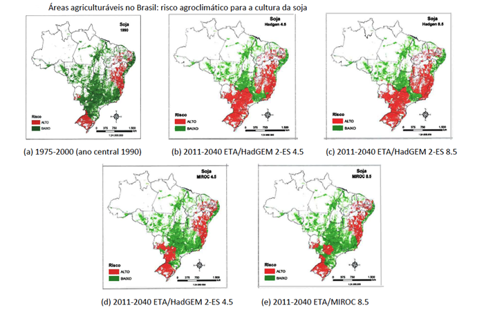 Estimativa dos impactos da mudança climática sobre produção de soja.