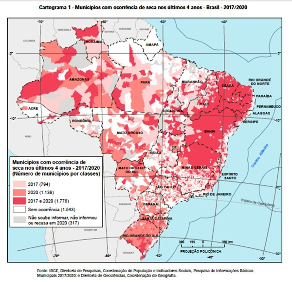 Áreas que enfrentam secas no Brasil